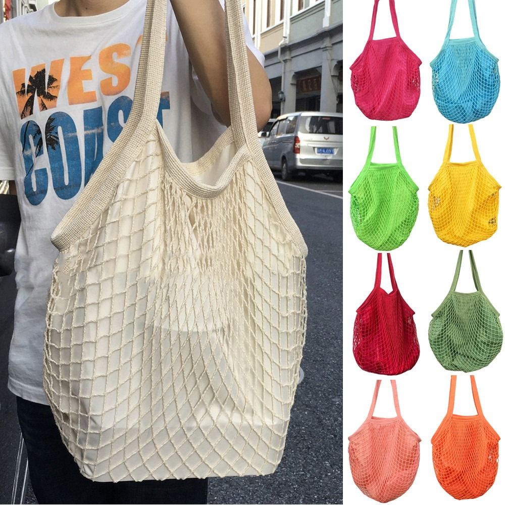 Crochet Market Bag - أكياس تسوق قطنية متينة قابلة لإعادة