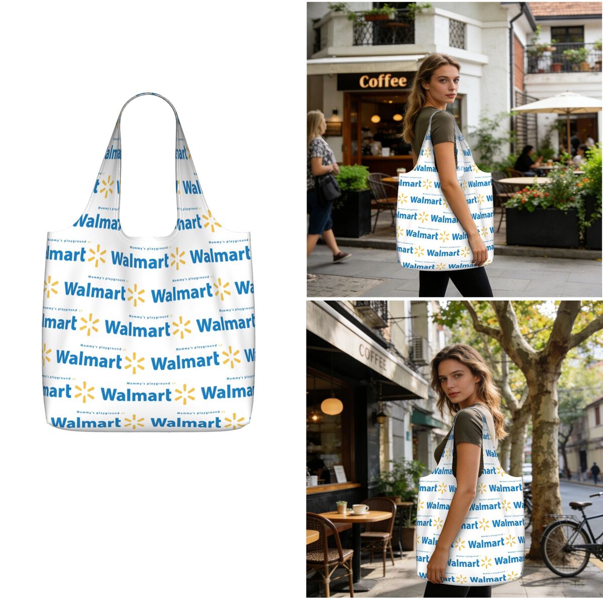Women Bags Walmart - حقيبة تسوق وولمارت من القماش، حقيبة