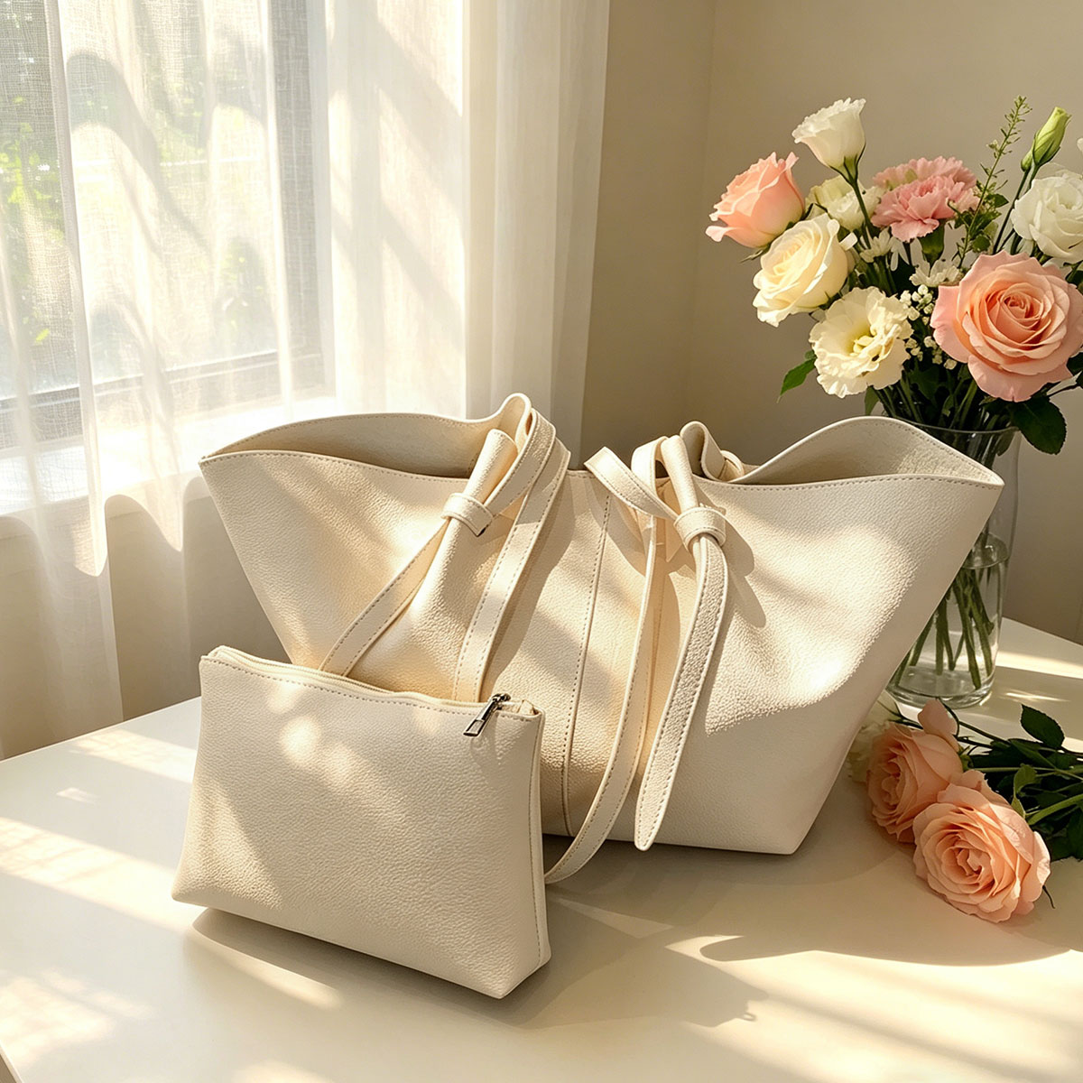 Women Bags Mk - حقيبة يد عصرية بتصميم مروحي وسعة
