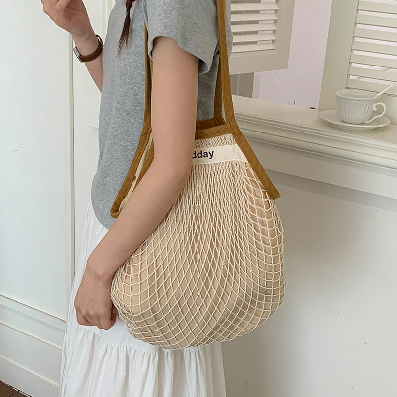 حقيبة كتف صيفية خفيفة الوزن وم - مراجعة Crochet Market Bag وسعره