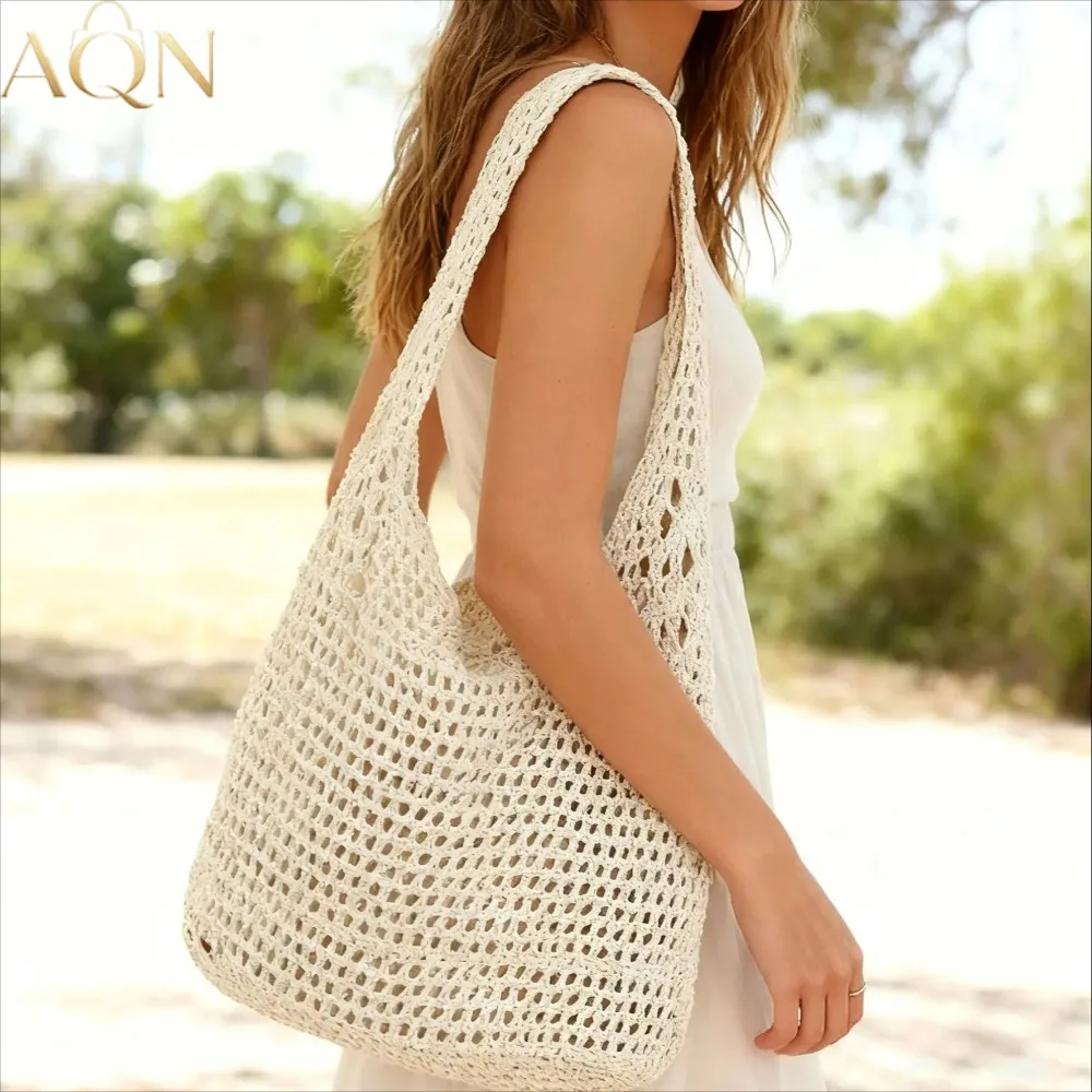 حقيبة كتف نسائية عصرية منسوجة  - مراجعة Crochet Market Bag وسعره